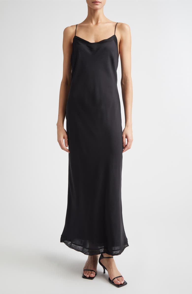 TOTEME Silk Satin Slipdress, Main, color, Black
