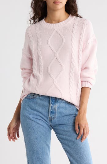 Abound Oversize Cable Stitch Sweater In Pink