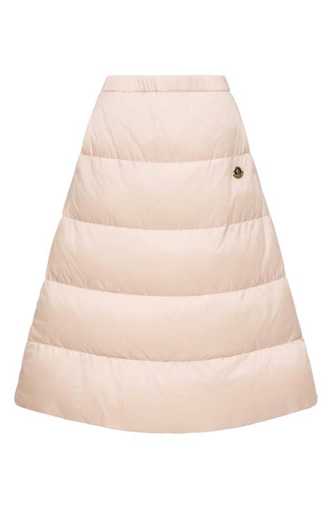 Reversible Quilted Nylon & Wool Twill Midi Skirt