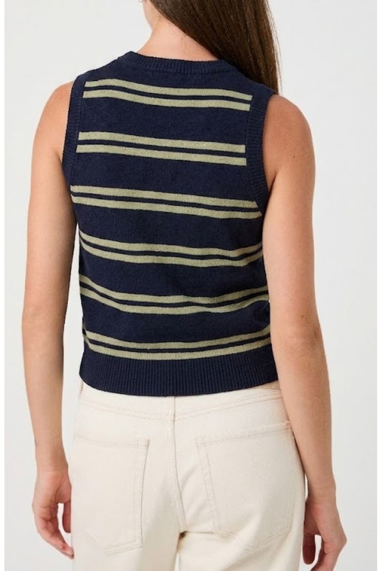 Hester Striped Rib Sweater Tank, Alternate, color, NAVY/ DUSTY GREEN STRIPE