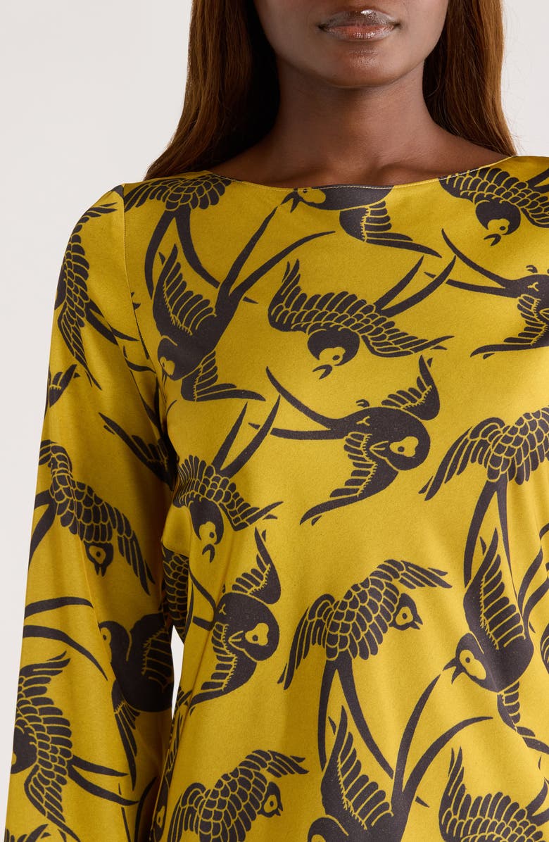 KILO BRAVA Cowl Back Long Sleeve Minidress, Alternate, color, Antique Swallows