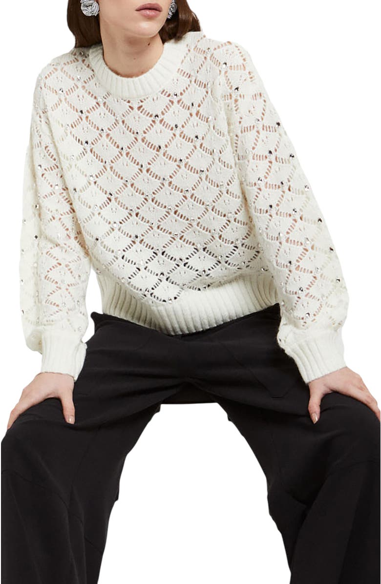 ottod'Ame Fretworked Sweater, Main, color, White