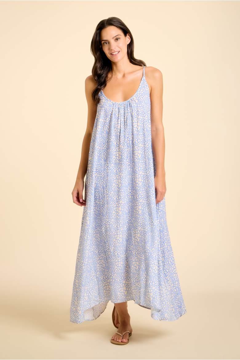 Malfi Tank Dress Cover-up, Main, color, Blue & Cream Animal Print