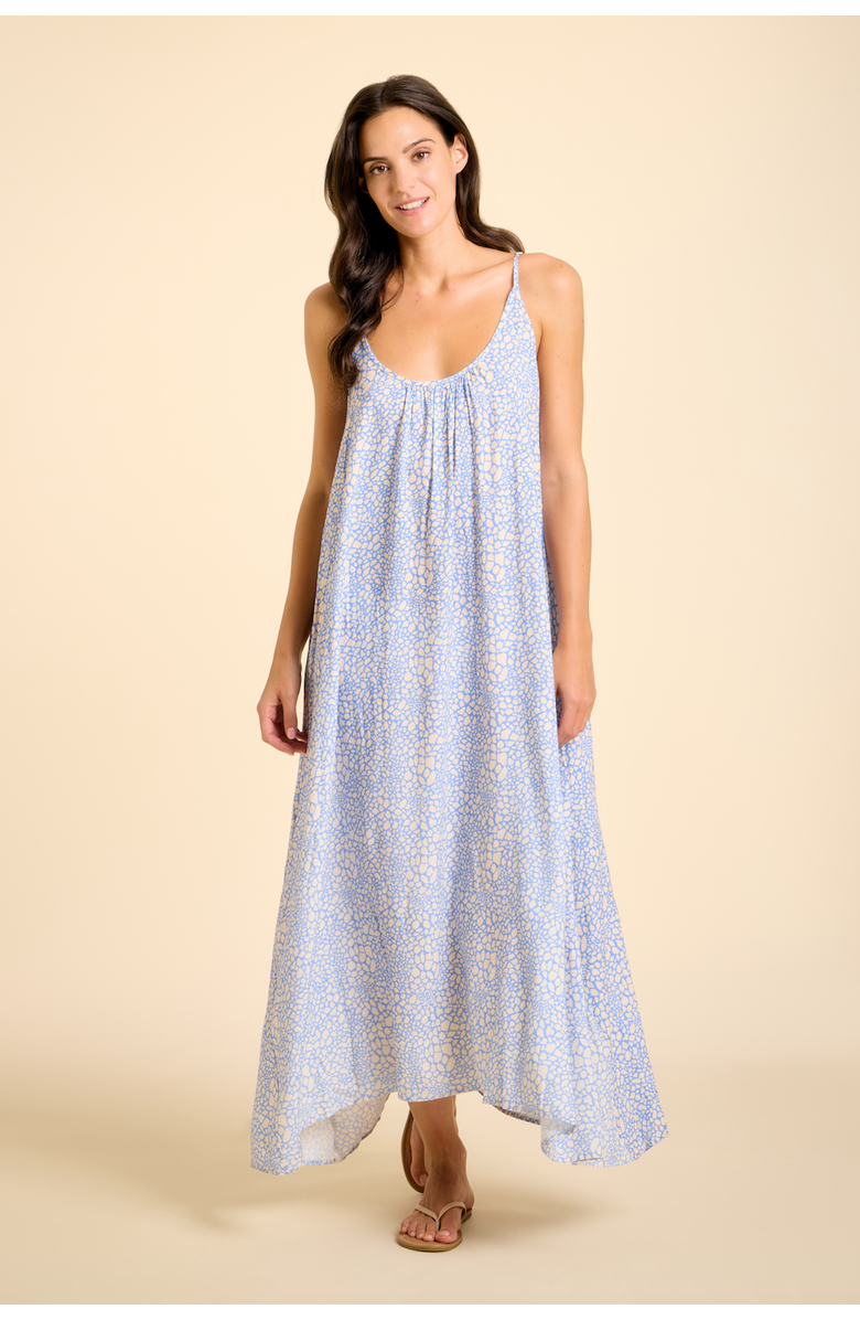 SITANO Malfi Tank Dress Cover-up, Main, color, Blue & Cream Animal Print