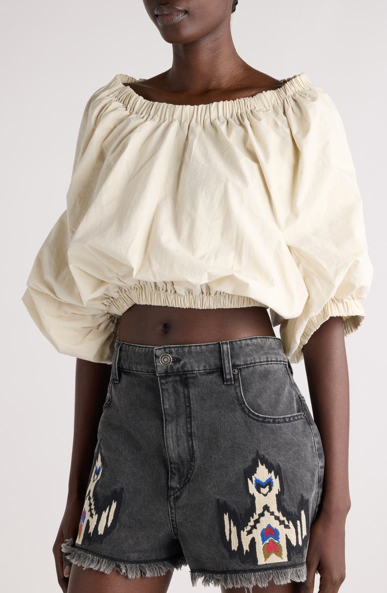 Isabel Marant Étoile Bertille Woven Cotton Crop Top, Alternate, color,