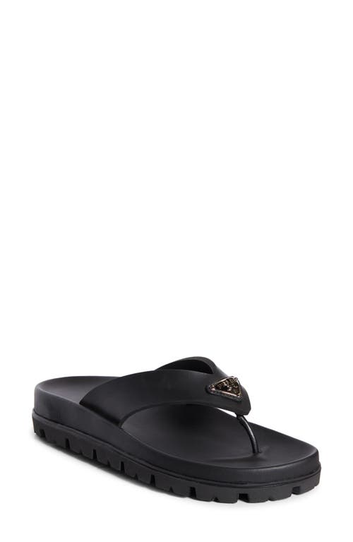 Shop Prada Lug Sole Flip Flop In Nero