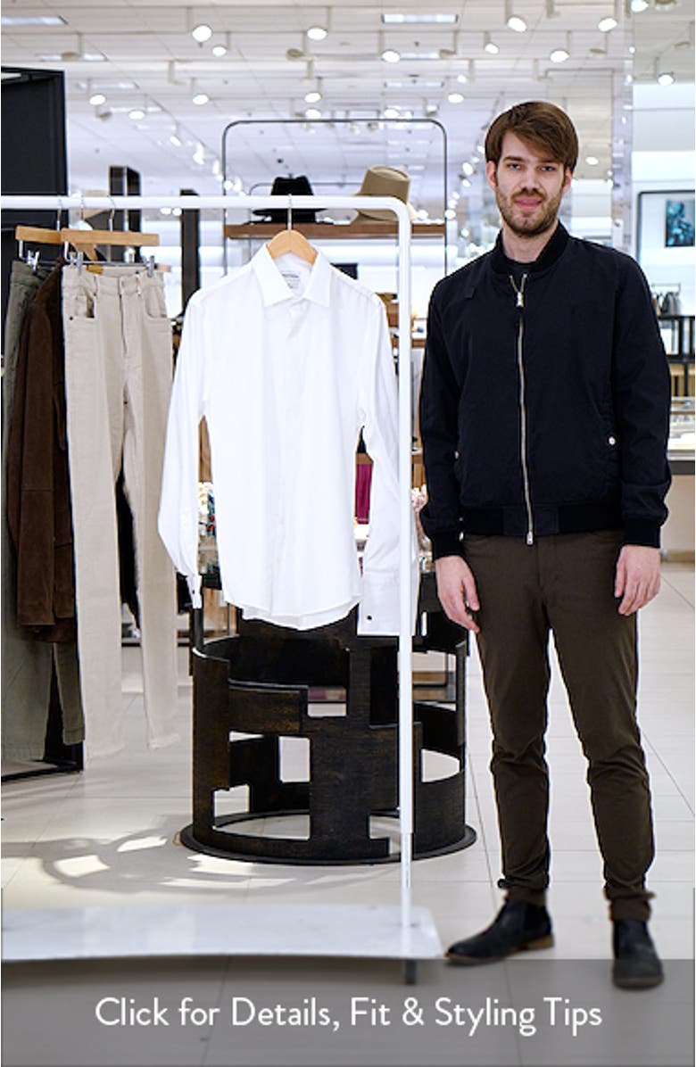 Trim Fit Non-Iron White Textured Cotton Tuxedo Shirt, sales video thumbnail