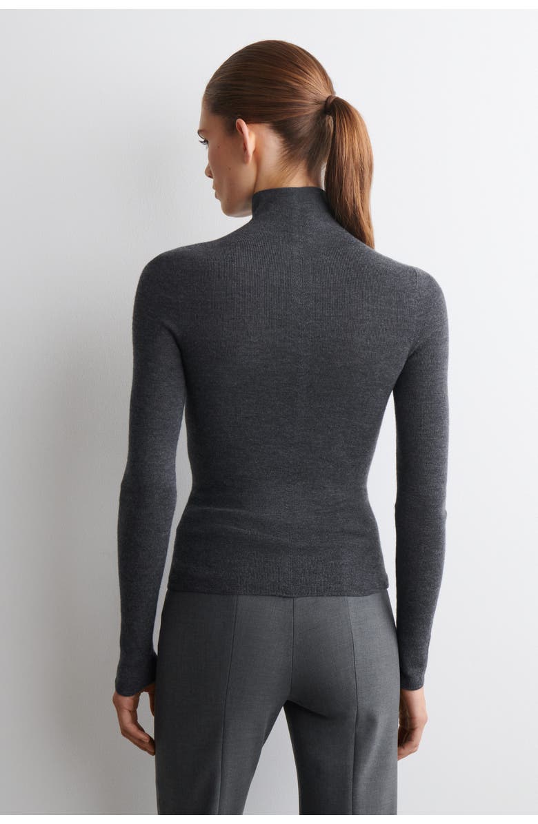 COS Seamless Merino Wool Turtleneck Long-Sleeved Top, Alternate, color, Charcoal Mélange