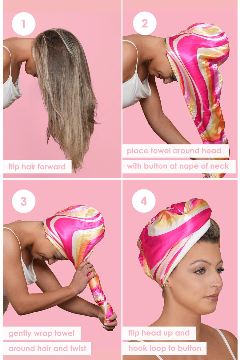 GrandeHAIR Reversible Microfiber & Satin Twist Towel, Alternate, color, PINK