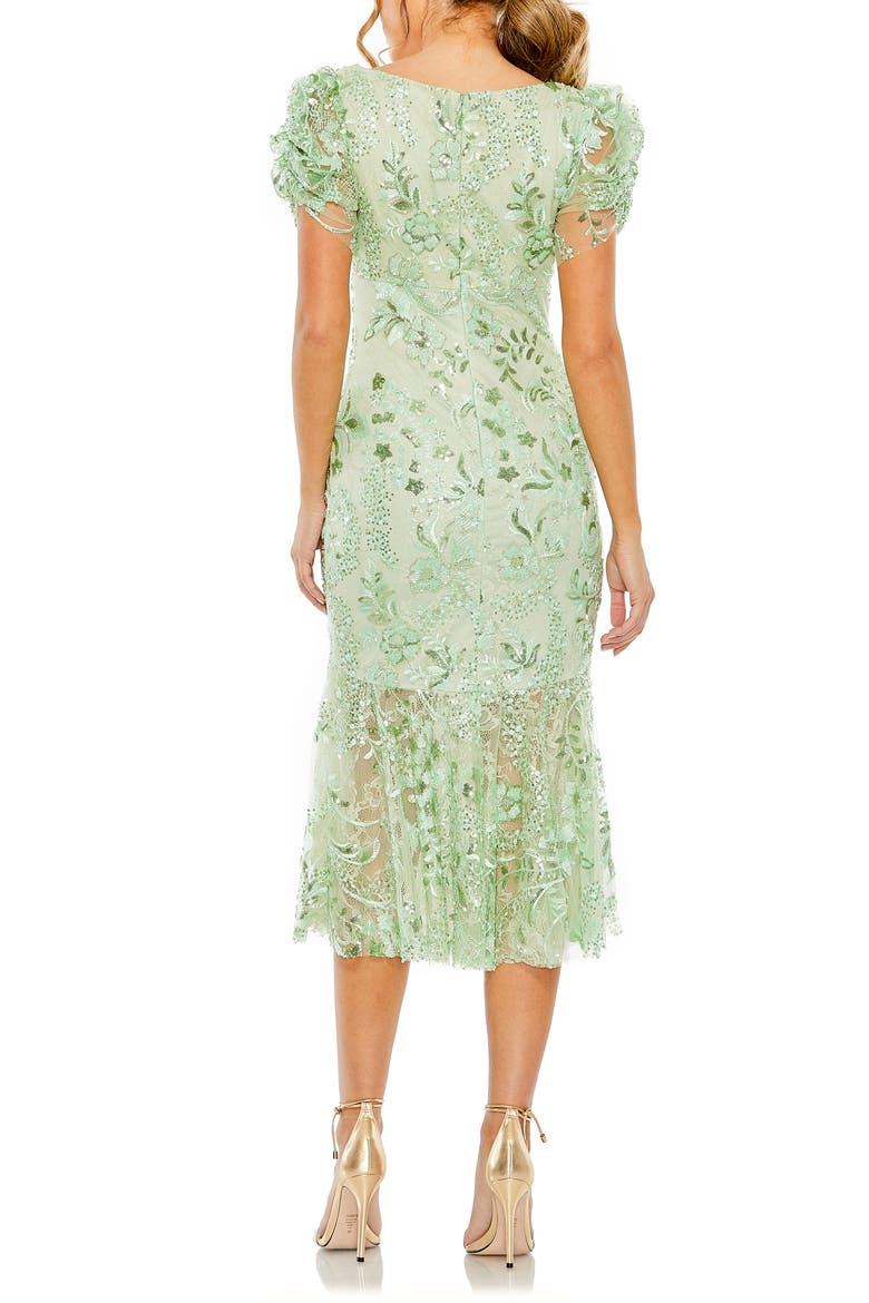 Embellished Puff Sleeve Midi Dress, Alternate, color, MINT