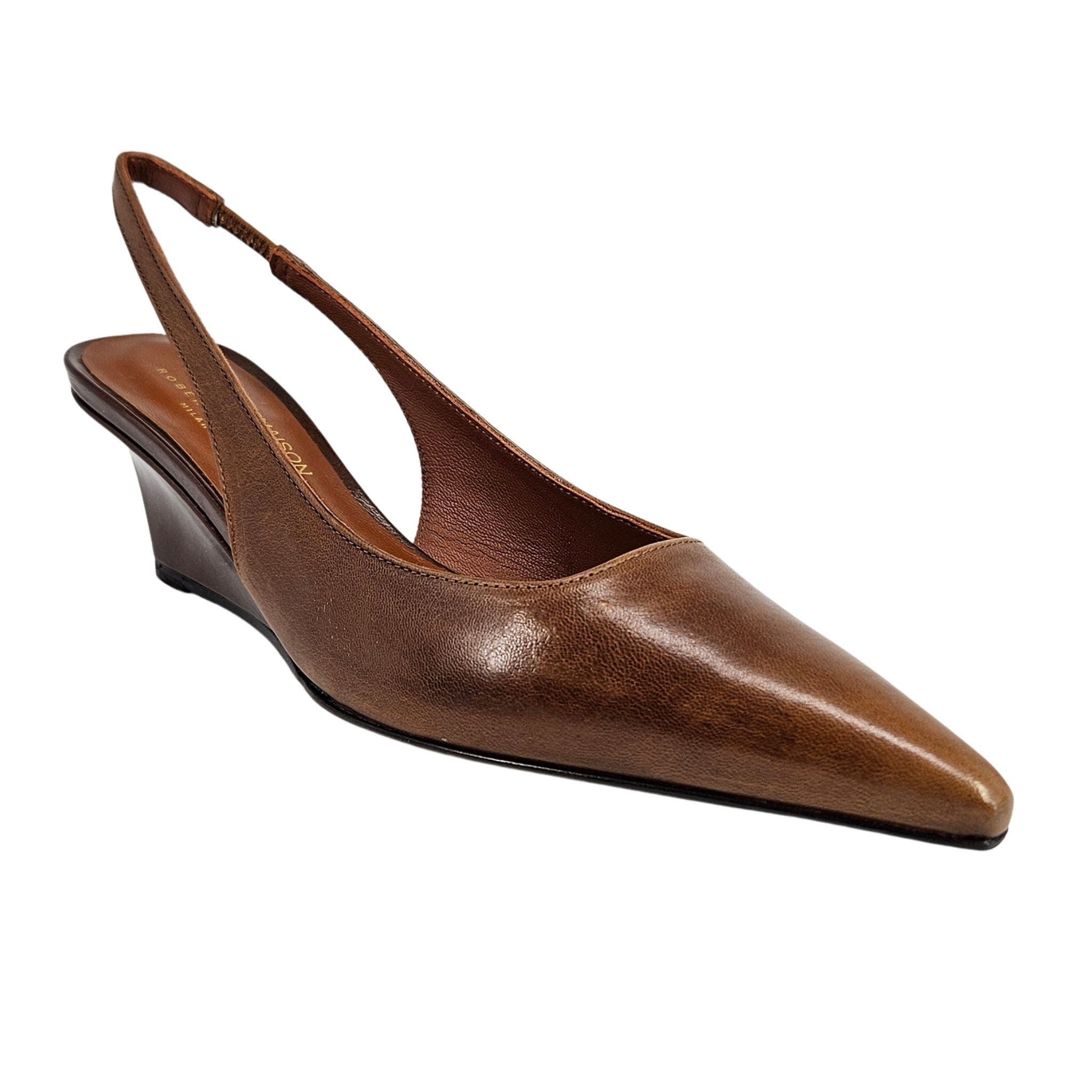 x Roberto Festa Loux  Wedge, Alternate, color, cognac