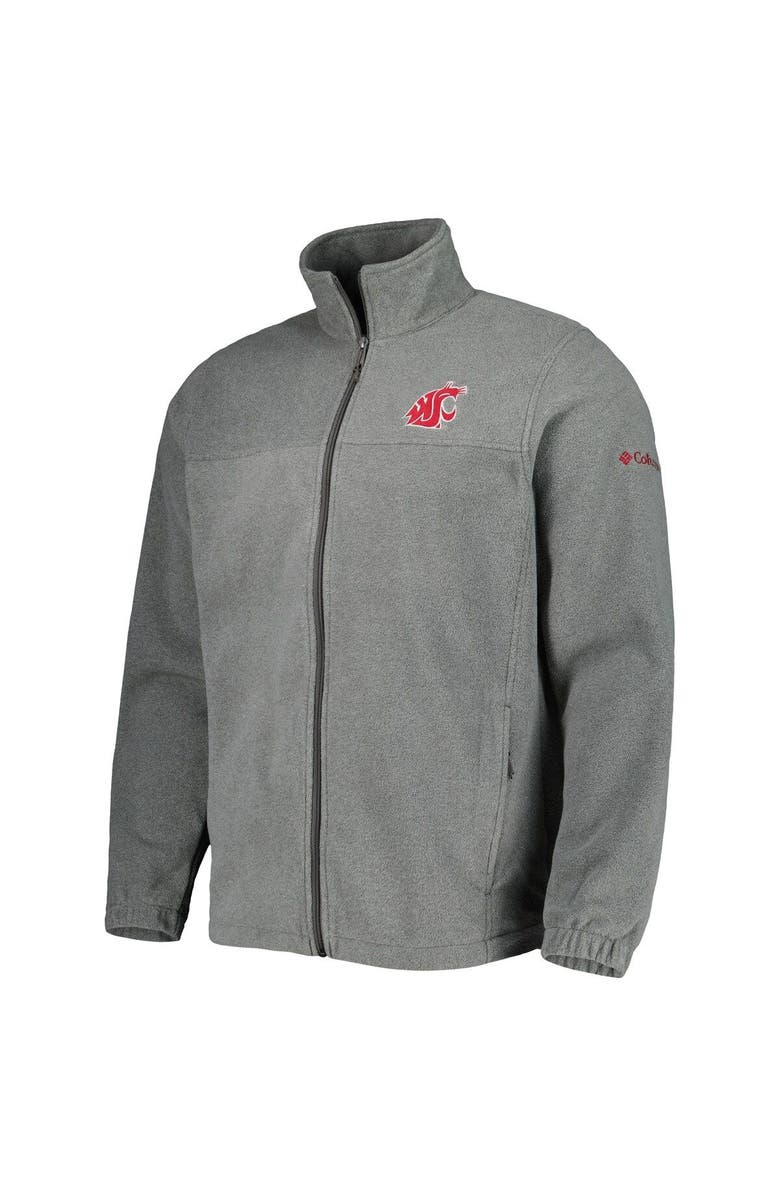 Columbia Men's Columbia Charcoal Washington State Cougars Flanker III Fleece Team Full-Zip Jacket, Alternate, color,