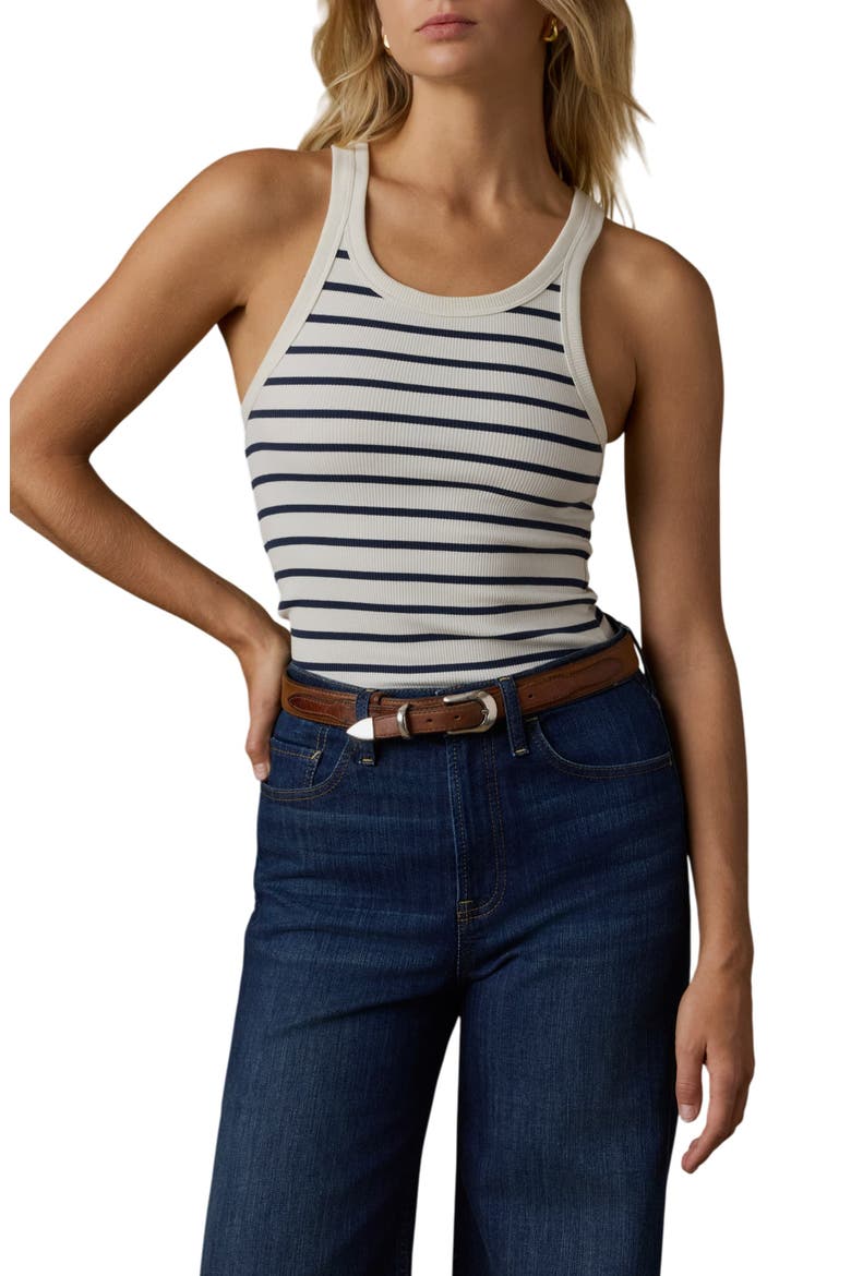 Surfside Stretch Organic Cotton Rib Tank, Main, color, SALT AIR STRIPE