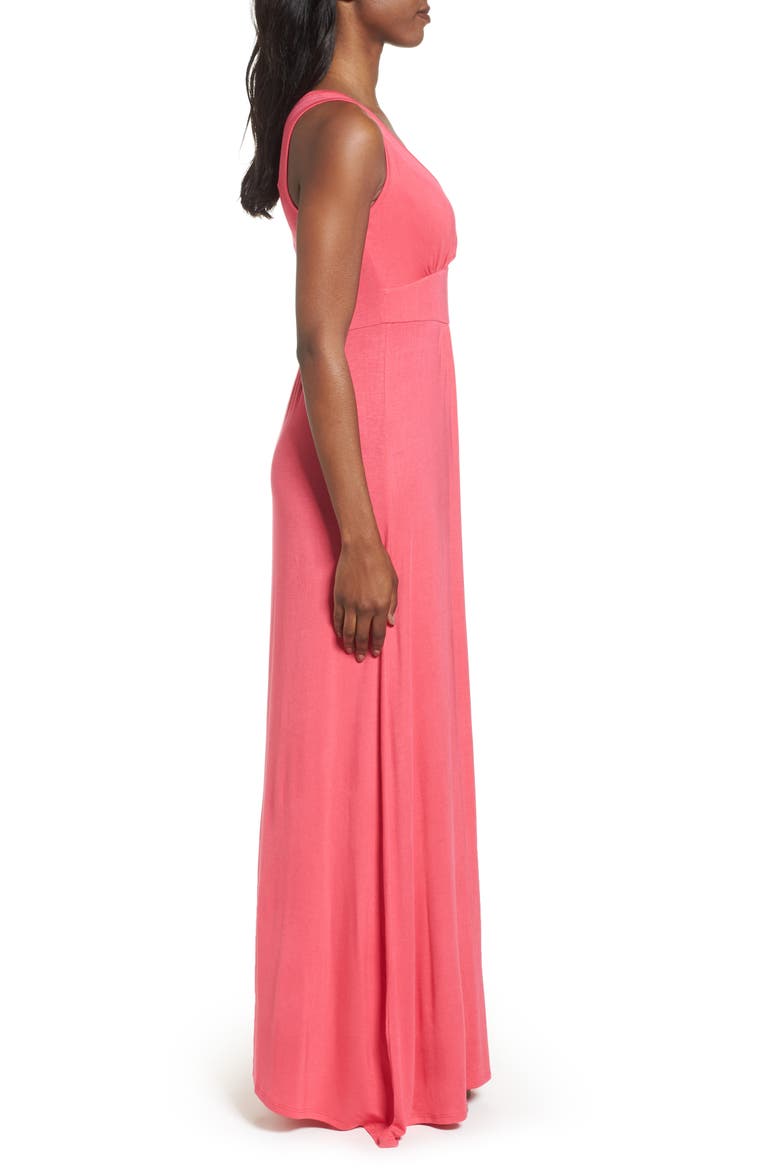V-Neck Jersey Maxi Dress, Alternate, color, PINK POLISH