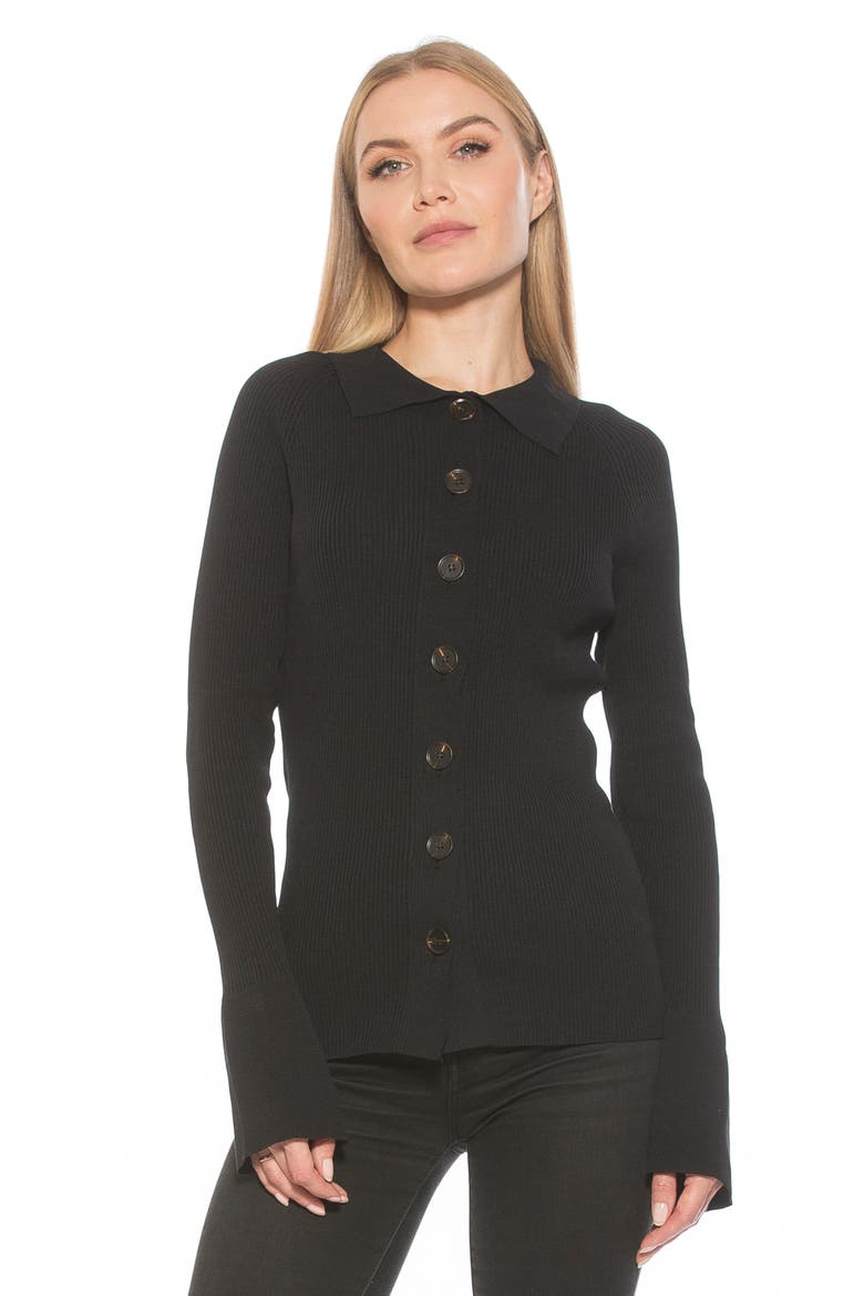 Beatrice Button-Down Long Sleeve Cardigan, Alternate, color, BLACK