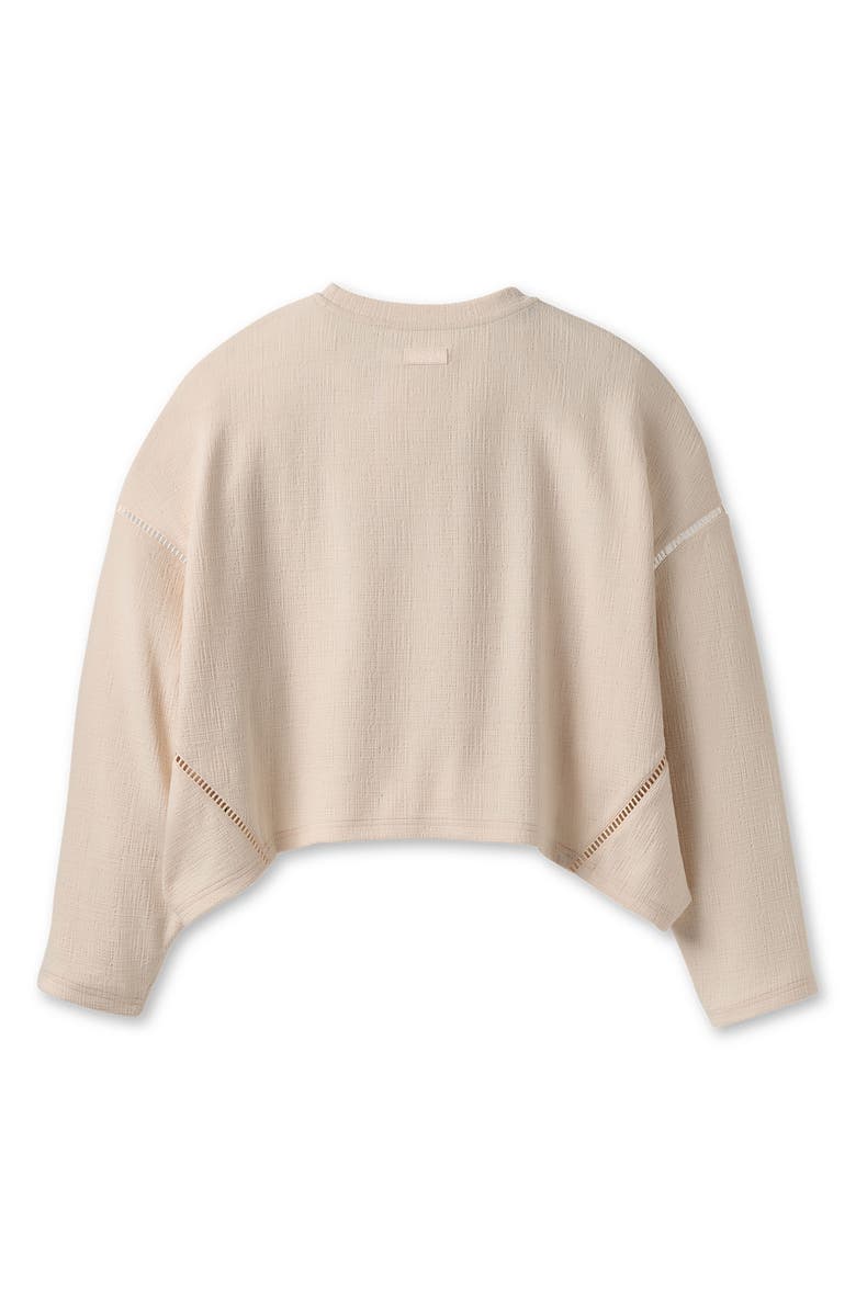 UGG<sup>®</sup> Hayvie Ladder Stitch Drop Shoulder Stretch Cotton Blend Pajama Top, Alternate, color, Cream