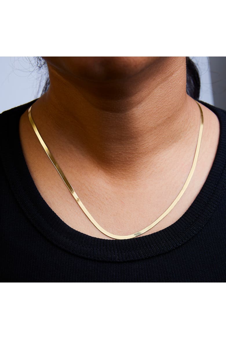 Unisex Solid 14K Gold 2.8mm Imperial Herringbone Chain Necklace, Alternate, color, Yellow