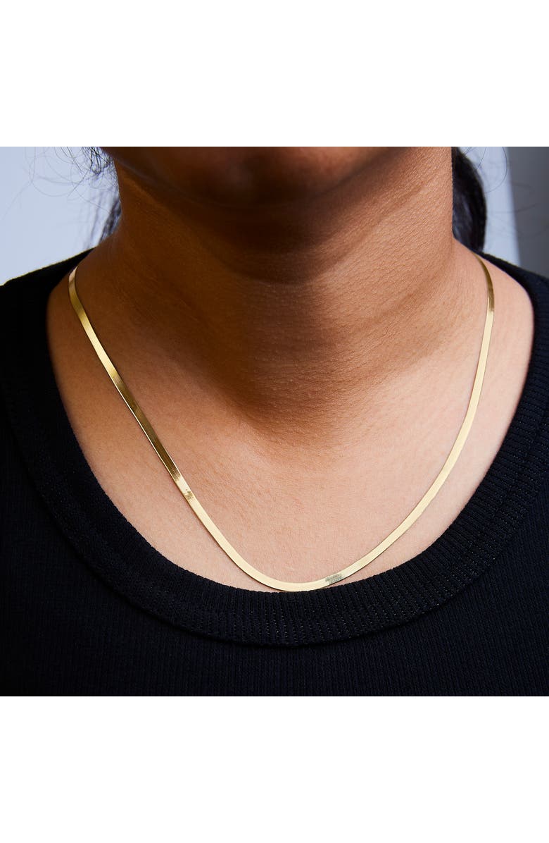 Haus of Brilliance Unisex Solid 14K Gold 2.8mm Imperial Herringbone Chain Necklace, Alternate, color, Yellow