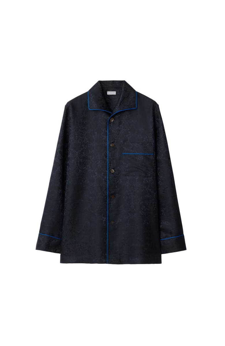Burberry Sunflower Silk Pyjama Shirt, Alternate, color, Silhouette Black