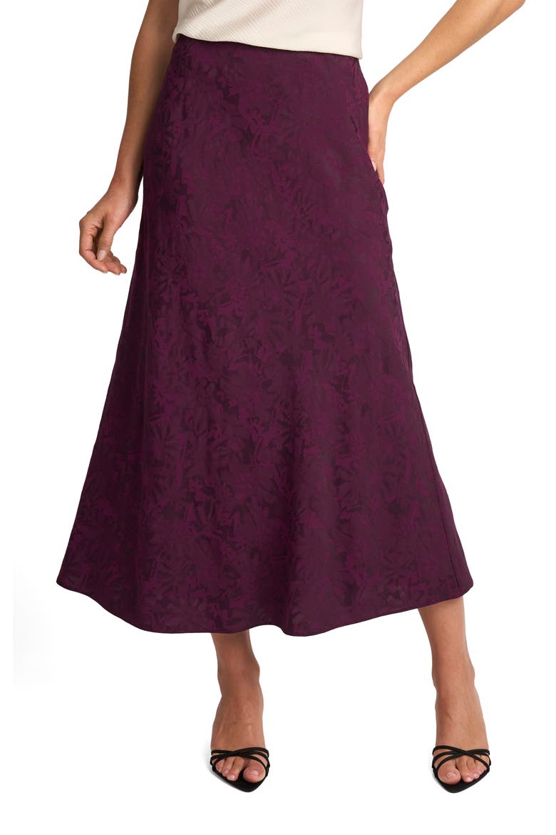 Jacquard Pull-On Midi Skirt, Main, color, WINTER BLOOM