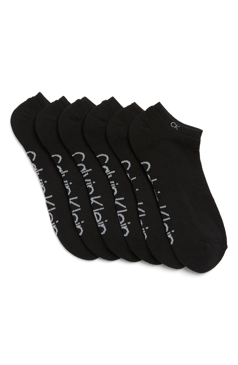 Calvin Klein 6-Pack 1/2 Terry Cushion Cut Socks, Main, color, Black