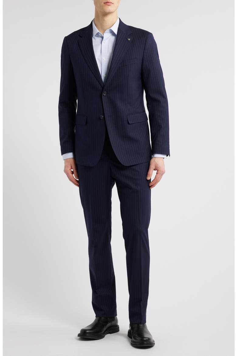 Modern Fit Pinstripe Two-Piece Suit, Main, color, NAVY STRIPE