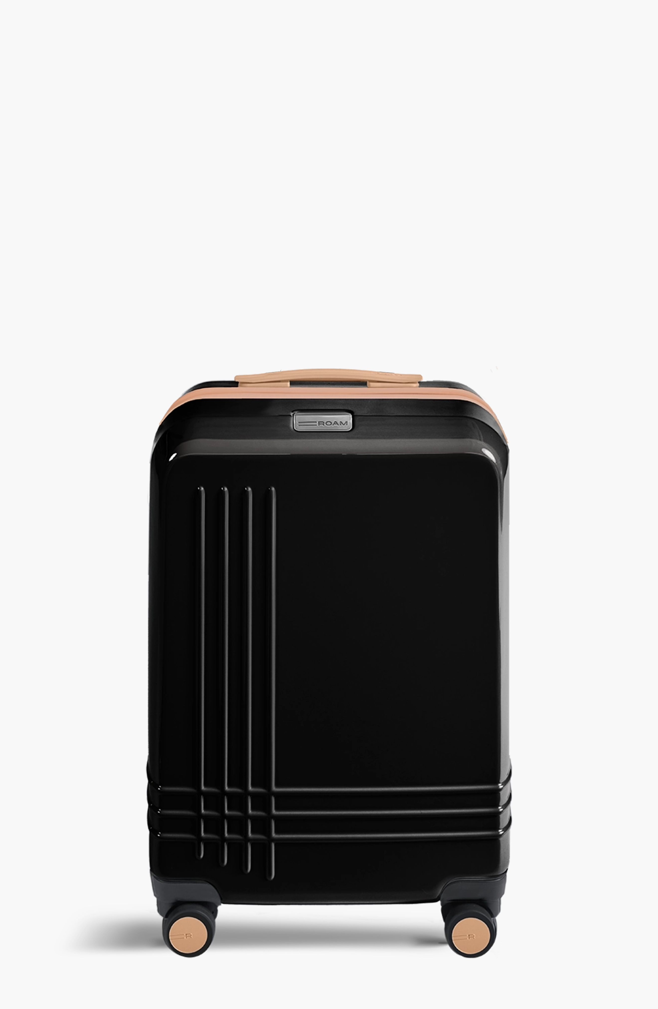 ROAM Luggage Expandable Carry-On, Main, color, Black Gloss / Tan