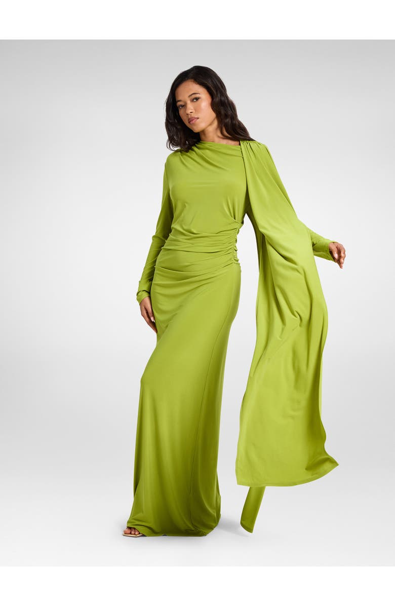 Daska Cape Dress, Alternate, color, Chartreuse
