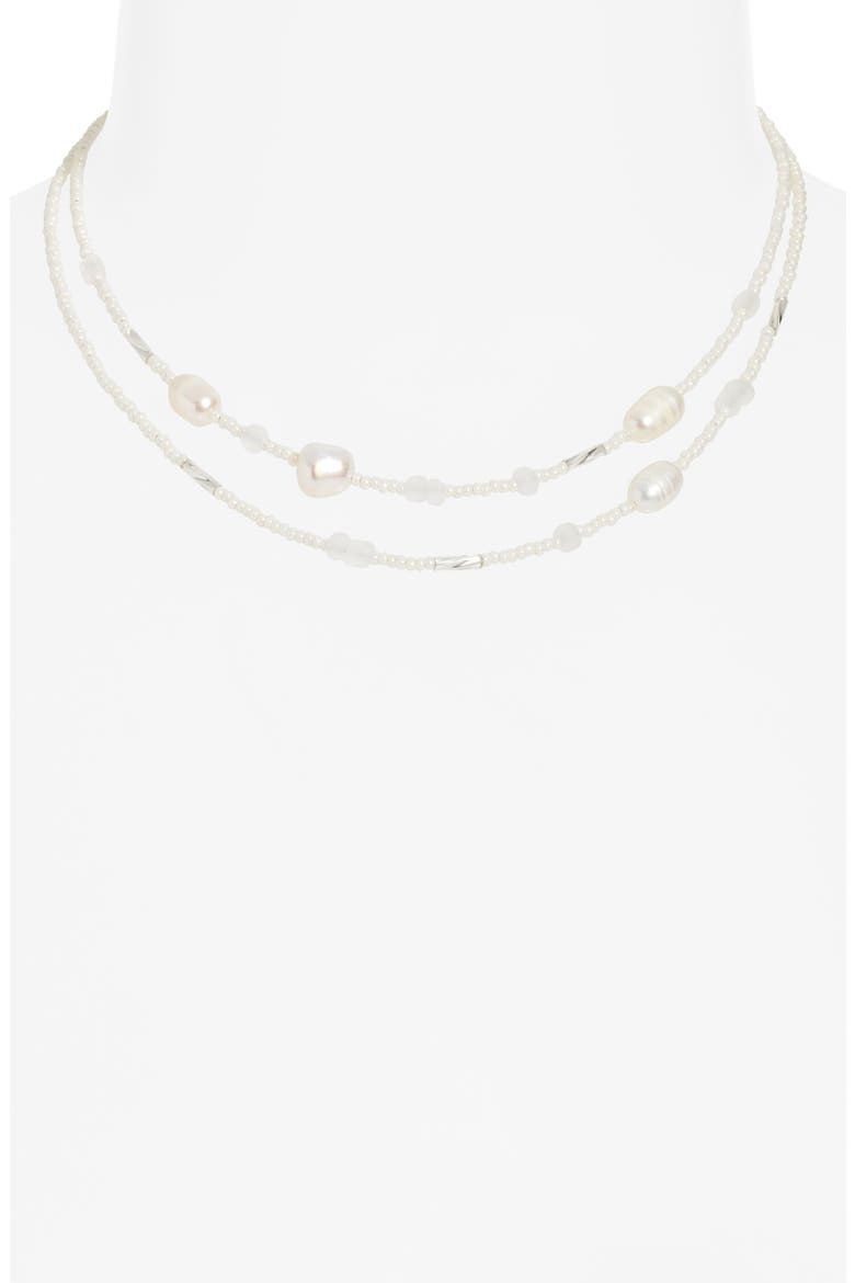 Beaded Freshwater Pearl Layered Necklace, Alternate, color, IVORY
