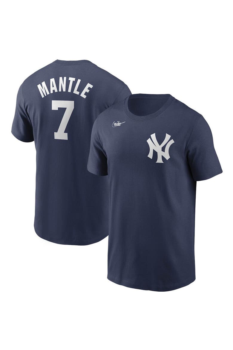 Men's Nike Mickey Mantle Navy New York Yankees Cooperstown Collection Name & Number T-Shirt, Main, color, Navy