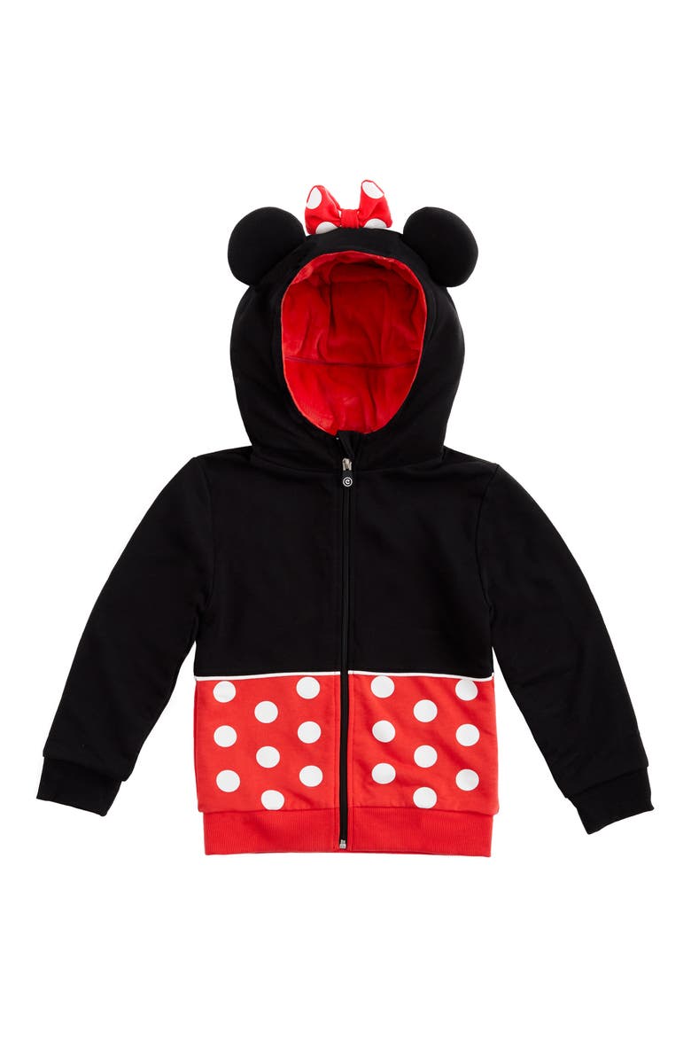 Disney Minnie Mouse 2-in-1 Stuffed Animal Hoodie, Alternate, color, BLACK / RED MIX