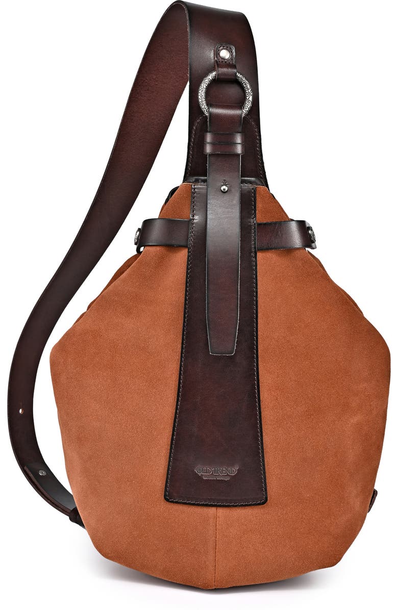 OLD TREND Daisy Leather Trim Sling Bag, Main, color, Brown