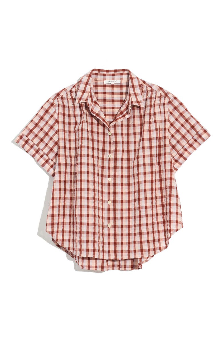 Madewell Baybrook Plaid Cotton Seersucker Shirt, Alternate, color, Stained Mahogany