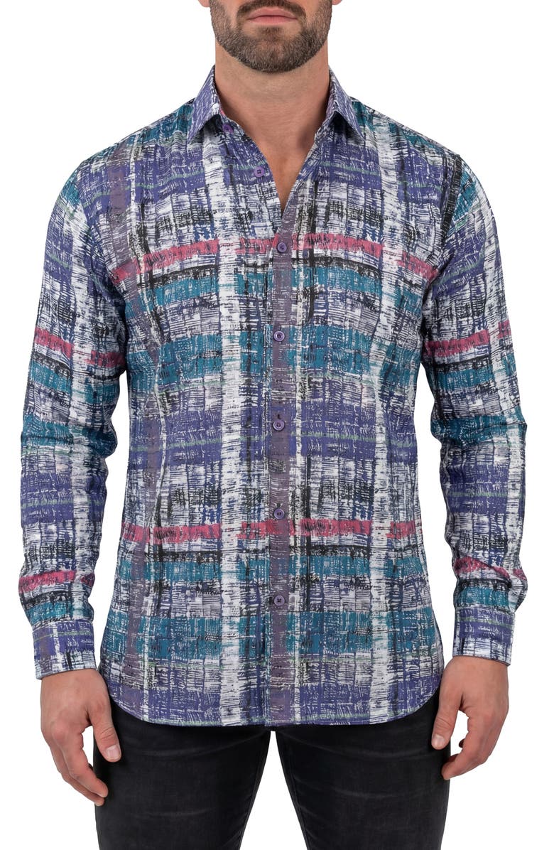 Maceoo Fibonacci Marthyr 0307 Contemporary Fit Button-Up Shirt, Main, color, Blue