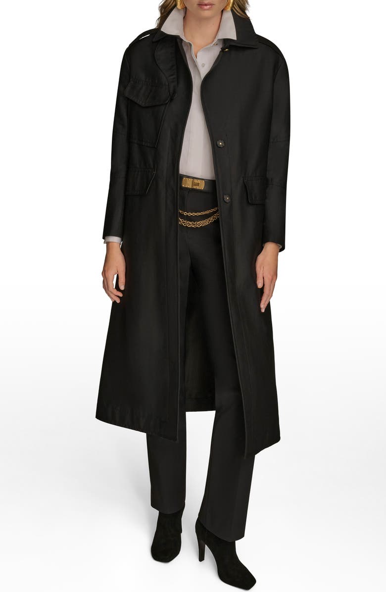 Donna Karan New York Safari Rain Coat, Alternate, color, Black