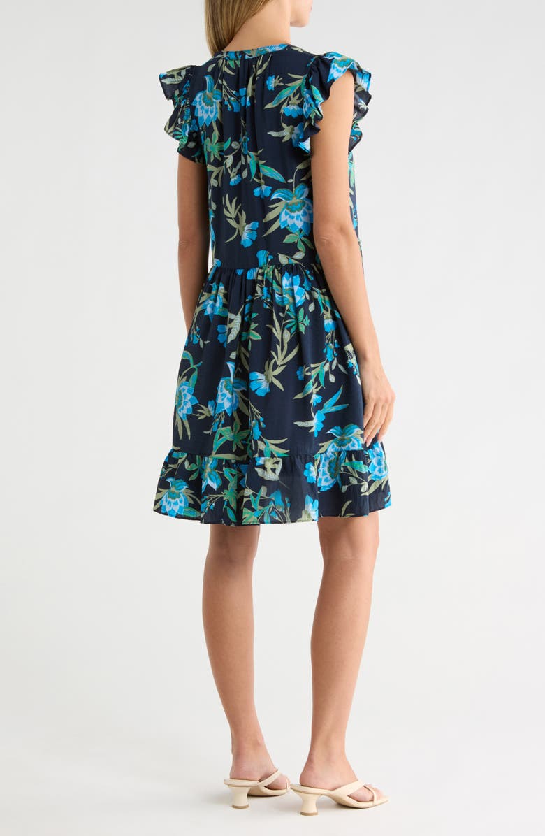Caslon<sup>®</sup> Print Ruffle Shoulder Minidress, Alternate, color, Navy Blue Willoughby Floral