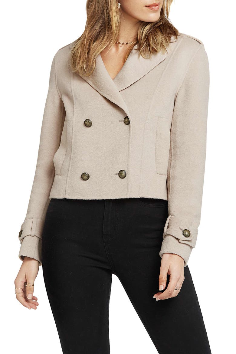 BELLE AND BLOOM Better Off Military Wool Peacoat, Alternate, color, SAND