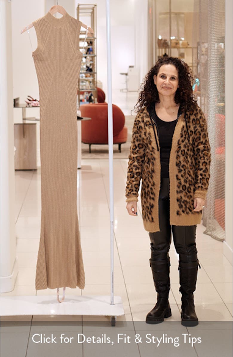 Emmie Metallic Rib Mock Neck Maxi Dress, sales video thumbnail