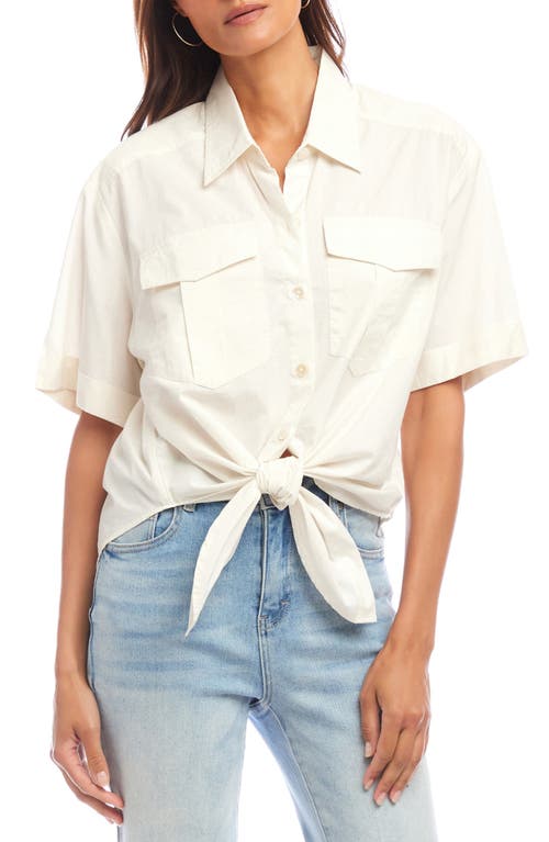 Karen Kane Tie Front Button-up Shirt In White