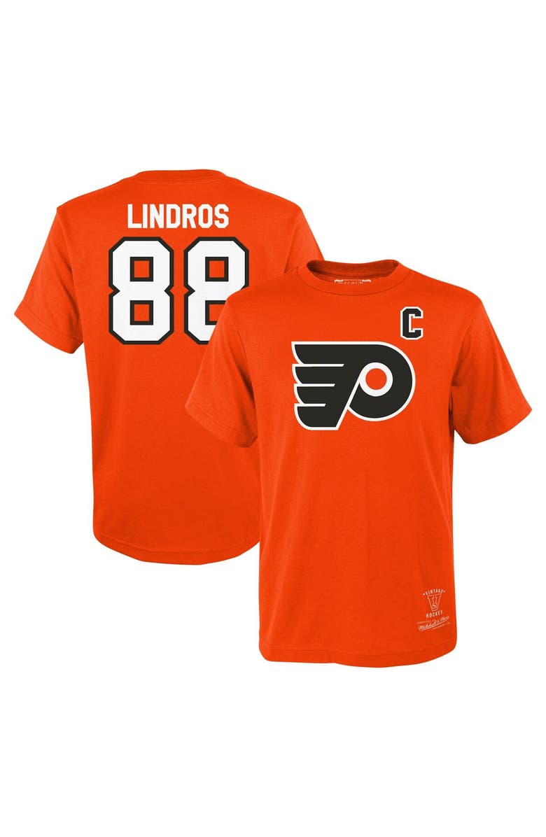 Mitchell & Ness Youth Mitchell & Ness Eric Lindros Orange Philadelphia Flyers Name & Number T-Shirt, Alternate, color,