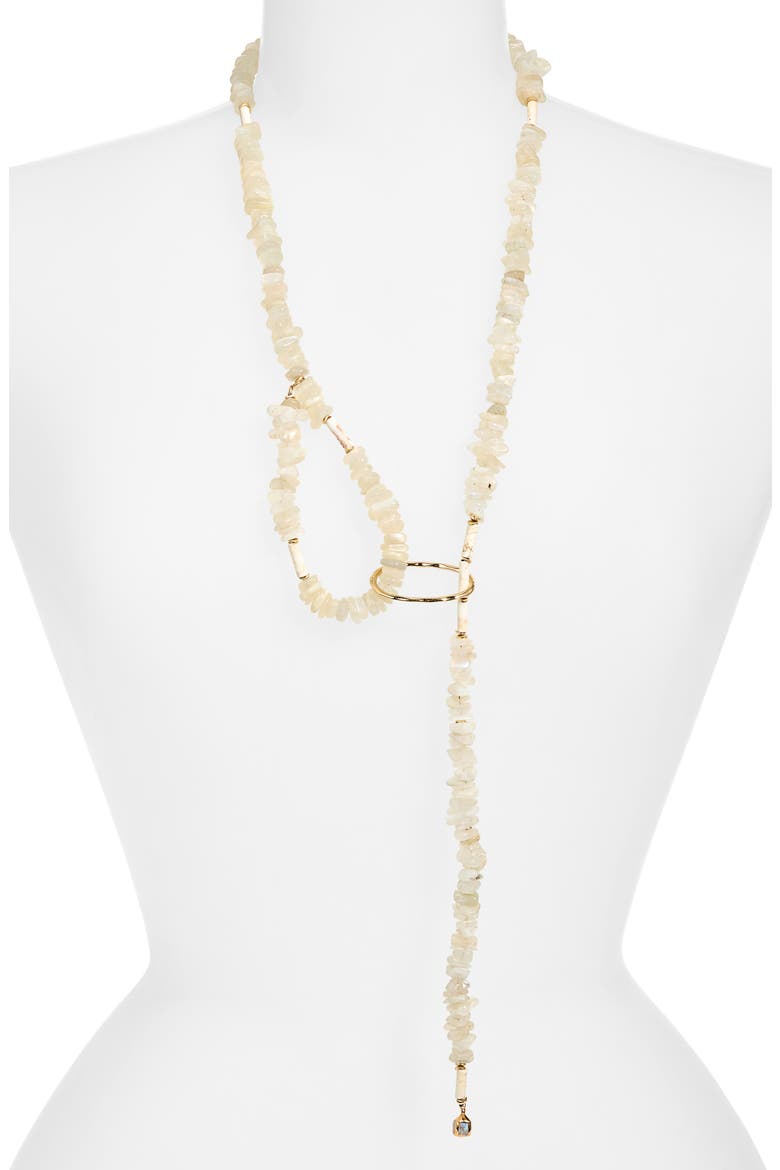 Lunix Moonstone & White Turquoise Lariat Necklace, Alternate, color, MOONSTONE