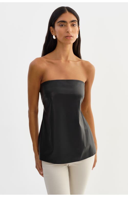 Lamarque Katya | Faux Leather Open Back Strapless Top In Black