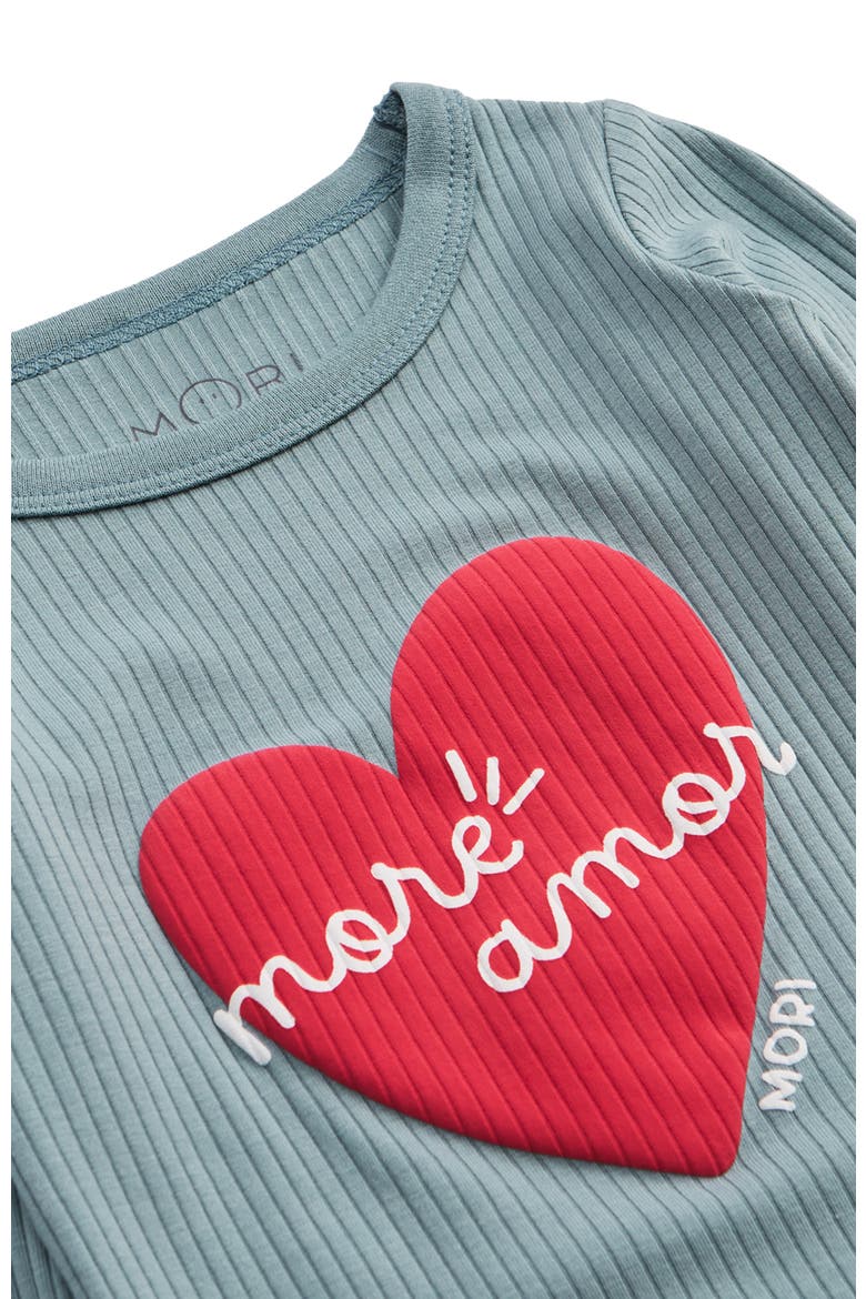 More Amor Placement Ribbed Pyjamas, Alternate, color, Sky Blue