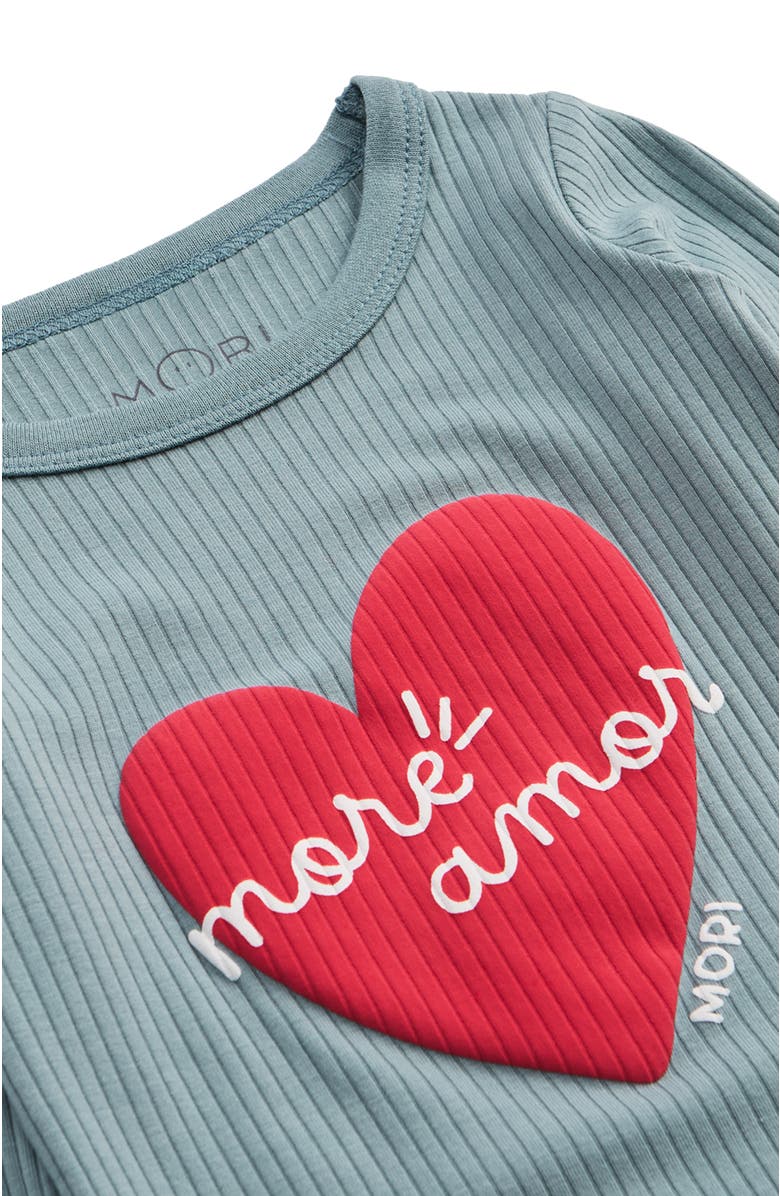 MORI More Amor Placement Ribbed Pyjamas, Alternate, color, Sky Blue