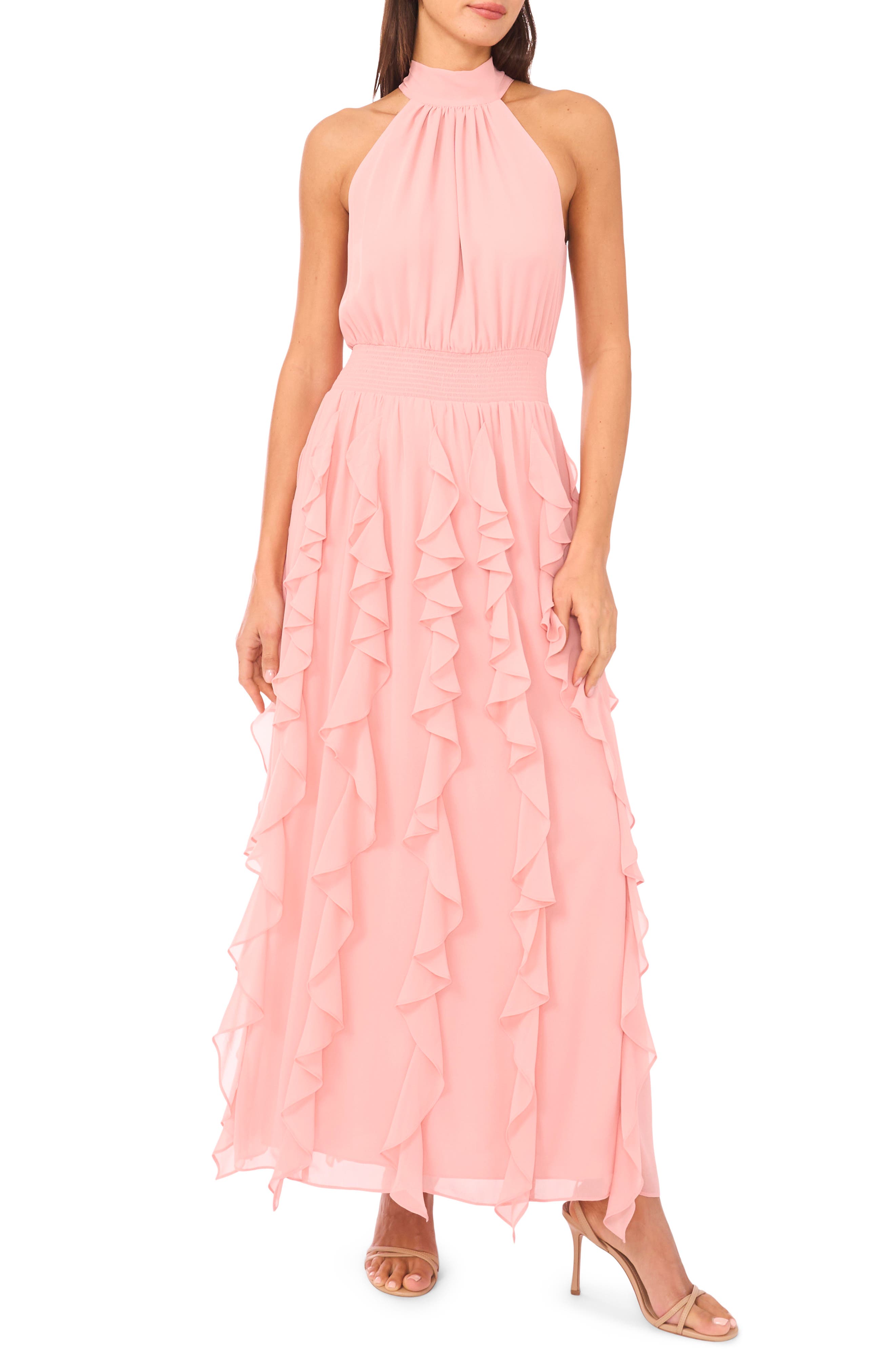 1.STATE Flounce Cascading Maxi Dress