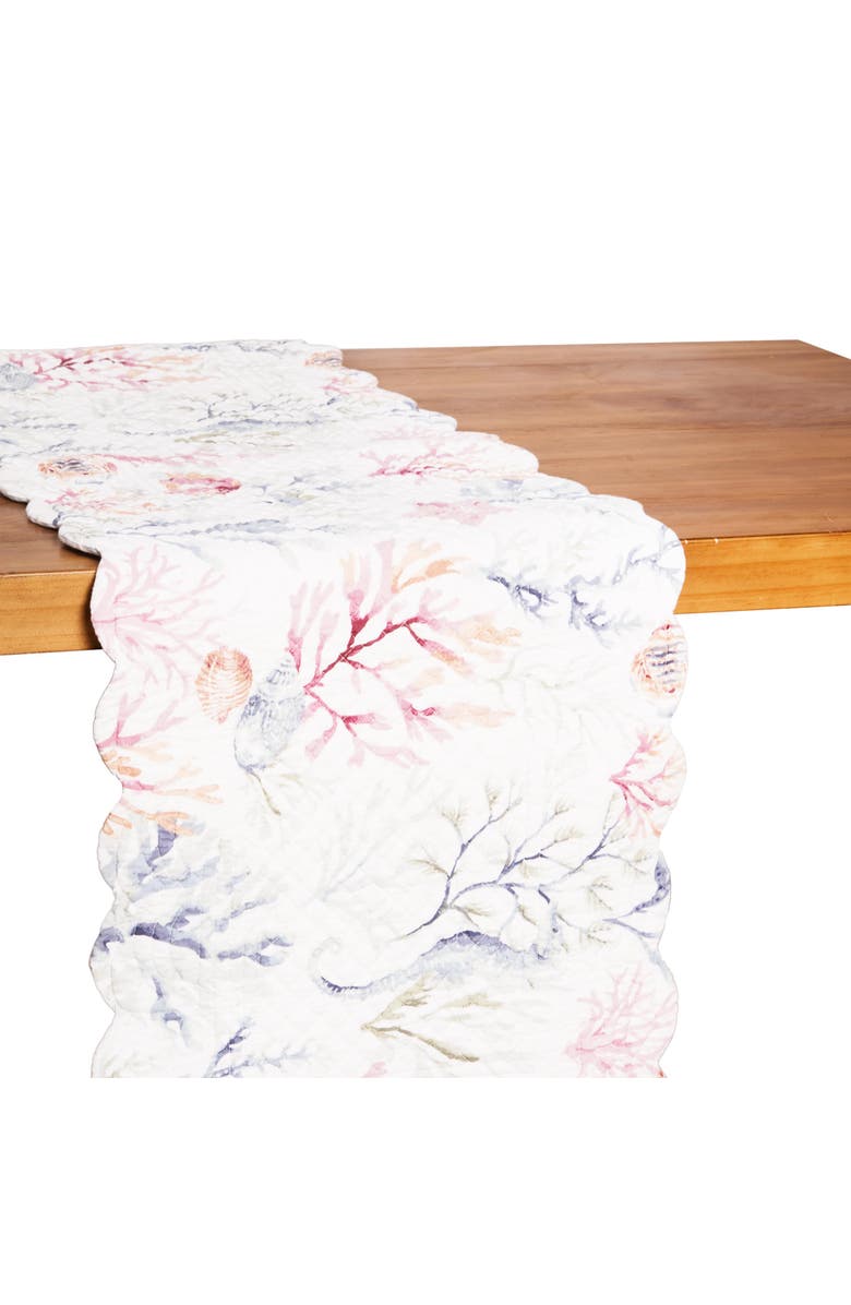 C&F Home Nori Coral Dining Table Runner, Alternate, color, Blue