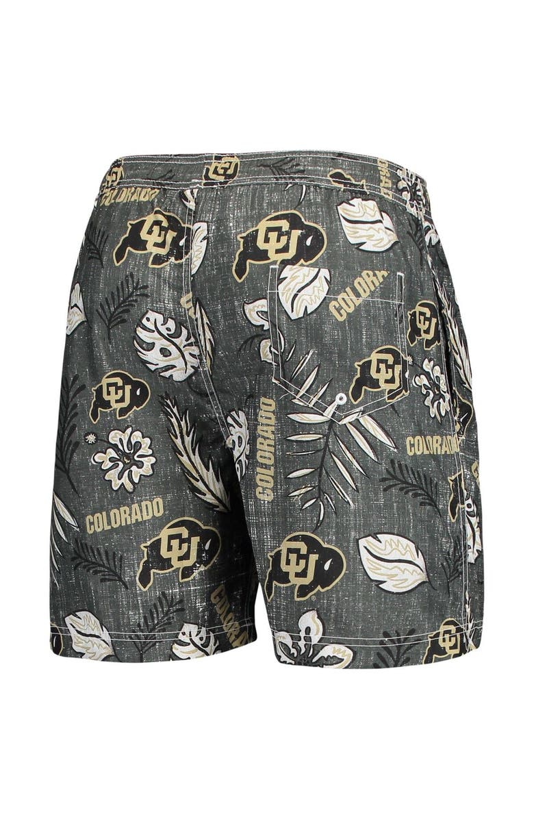 Wes & Willy Men's Wes & Willy Black Colorado Buffaloes Vintage Floral Swim Trunks, Alternate, color, 