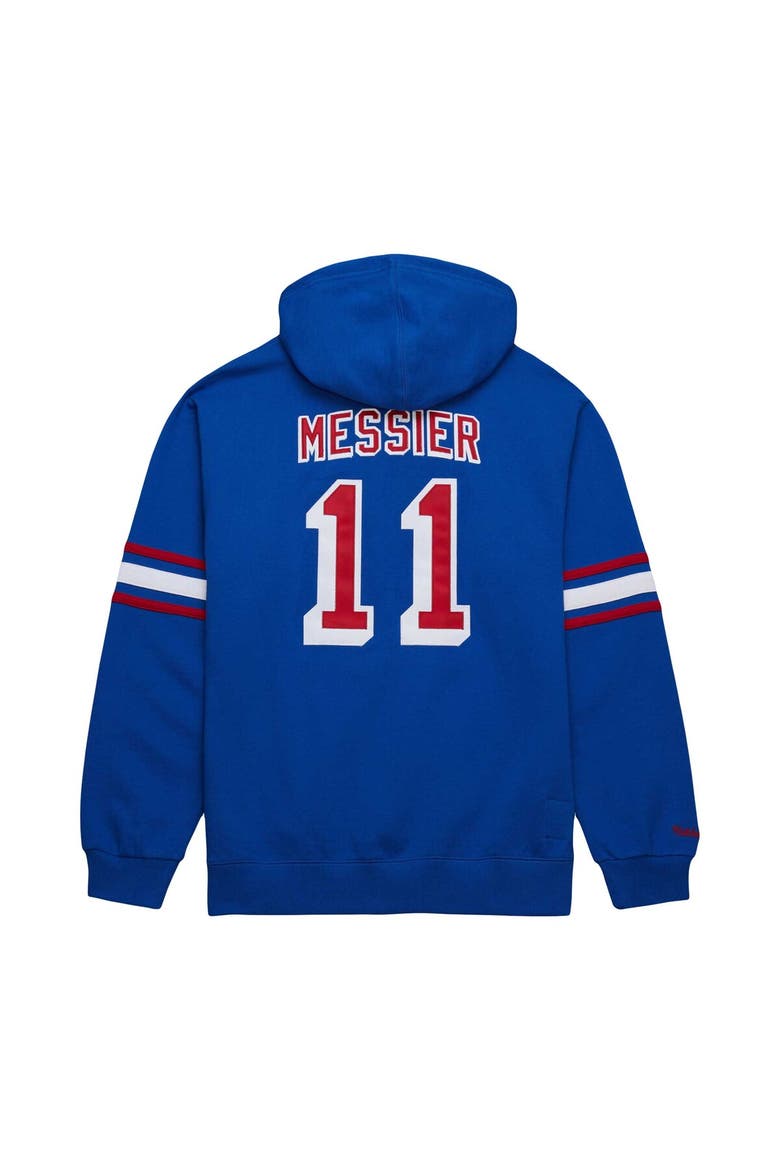 Men's Mitchell & Ness Mark Messier Blue New York Rangers Name & Number Premium Pullover Hoodie, Alternate, color, Blue