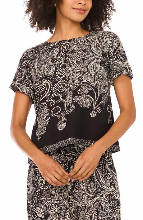 Vince Camuto Paisley Print Short Sleeve Top