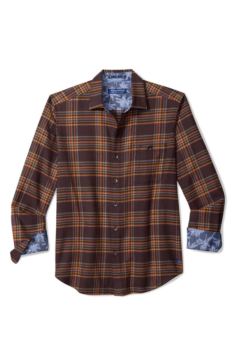 Tommy Bahama Canyon Beach Camano Plaid Cotton Flannel Button-Up Shirt, Main, color, Tread